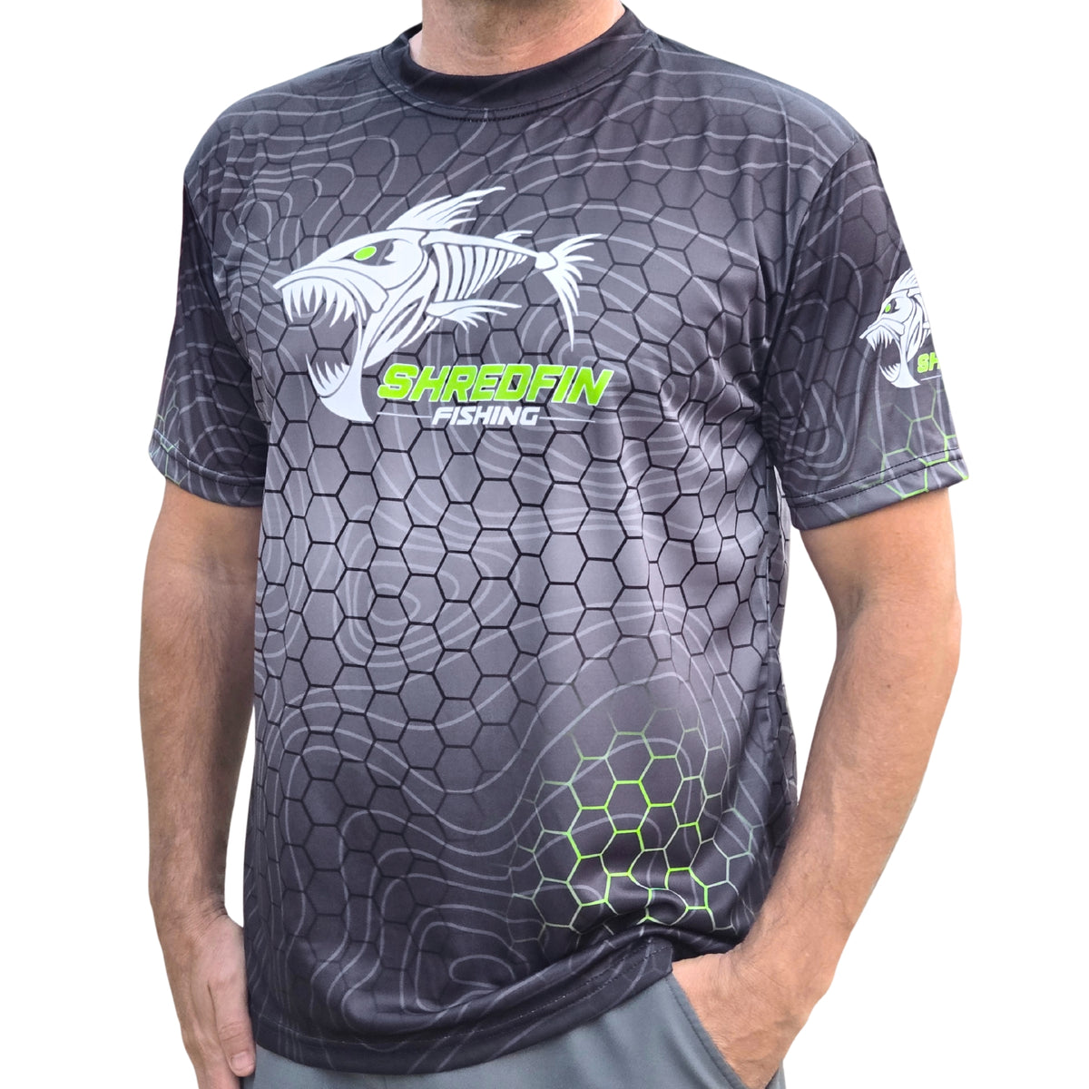 ShredFin Contourz HexCast Short Sleeve Performance Shirt | Tungsten Fade