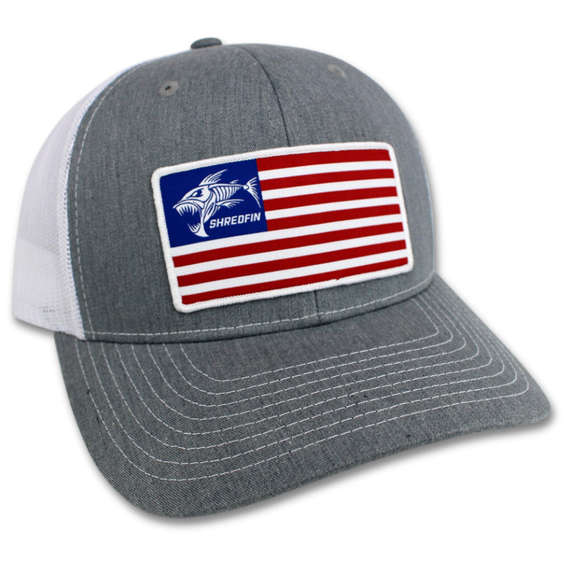 ShredFin American Flag Patch Hat | Gray