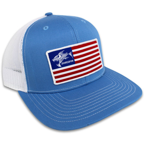ShredFin American Flag Patch Hat (Columbia Blue)