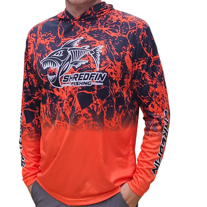 ShredFin Splash Camo Hooded Performance Shirt | Inferno Fade