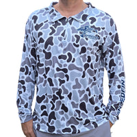 ShredFin FeatherLite 1/4 Zip Performance Shirt | Retro Camo – Overcast
