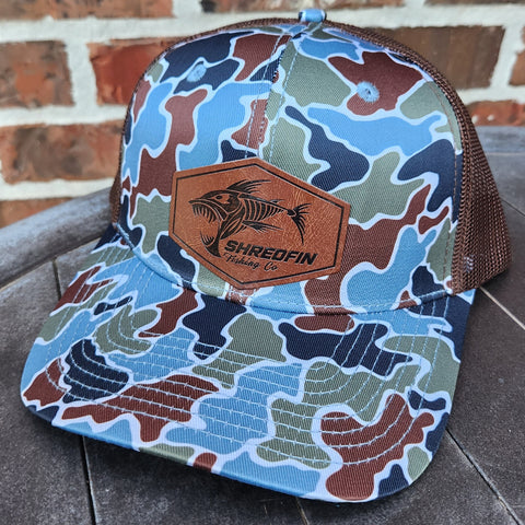 ShredFin Vintage Camo Patch Hat (Lake/Brown)