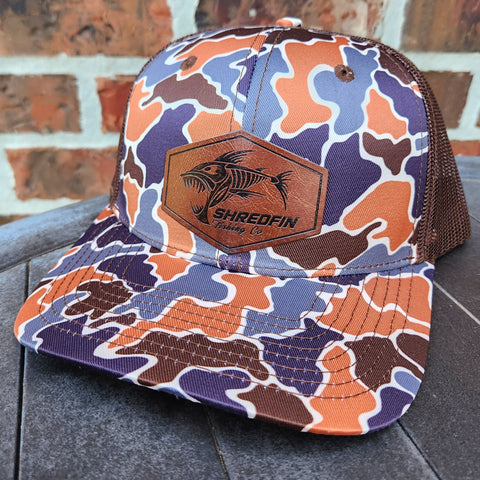 ShredFin Vintage Camo Patch Hat (Sand/Brown_