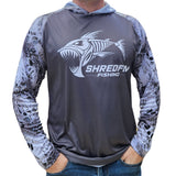 ShredFin Prym1 Camo (Gray &  Silver Mist) Hooded Performance Shirt