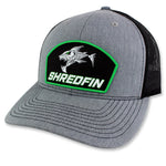 ShredFin Heather Gray & Black Patch Hat (Neon Green Border)