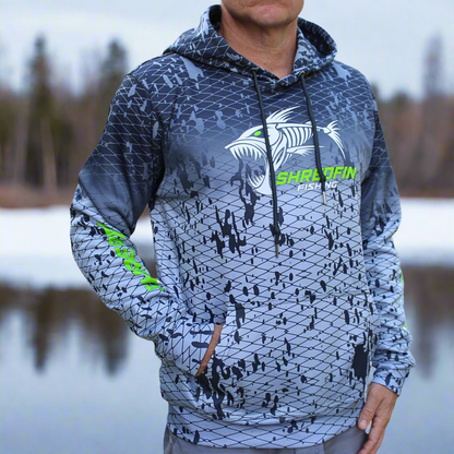 ShredFin Splash Camo Elite Performance Hoodie | Tungsten Gray Fade