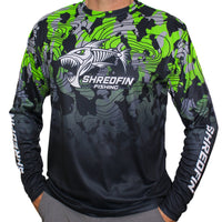 **Clearance** ShredFin Contourz Camo Performance Shirt | Neon Green/Black Fade