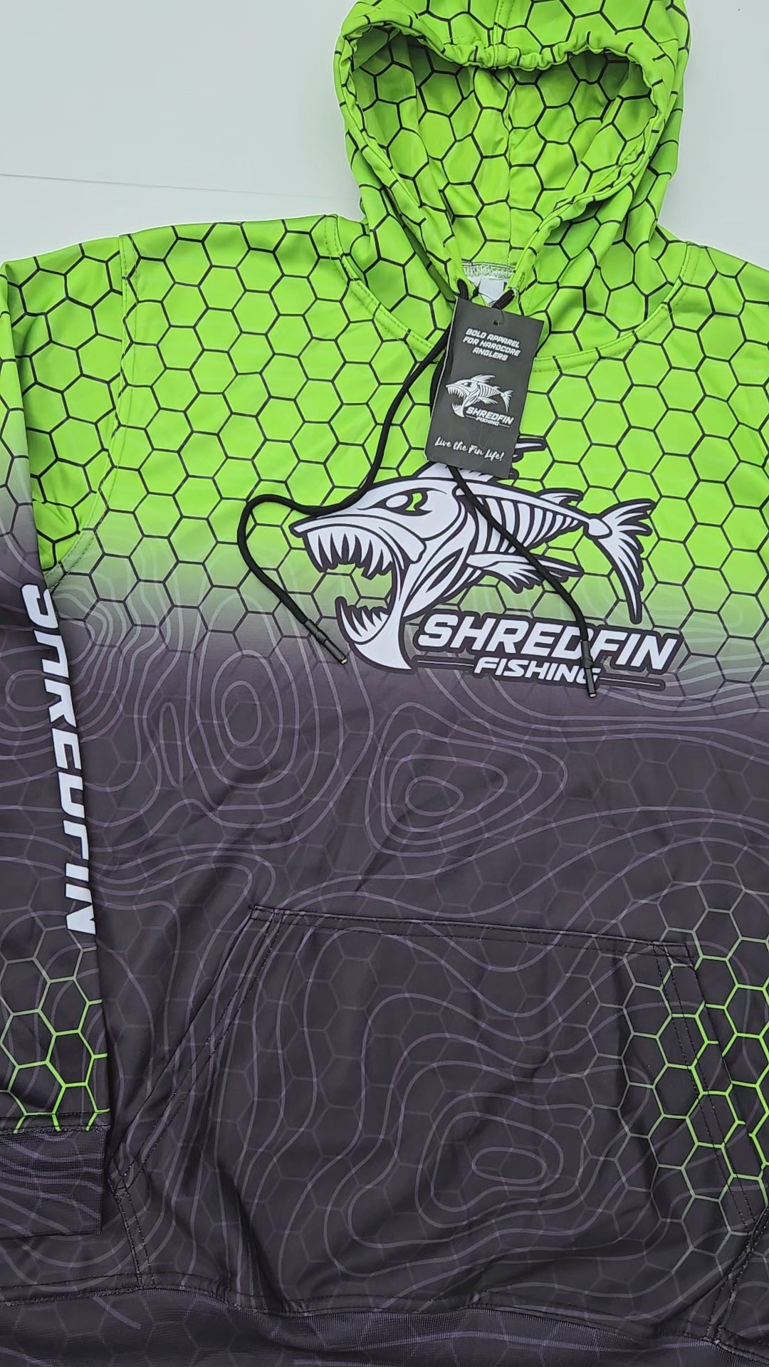 Video of ShredFin HexCast Elite Performance Hoodie Chartreuse and Black