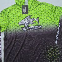 ShredFin Contourz HexCast Hooded Performance Shirt | Chartreuse/Black Fade
