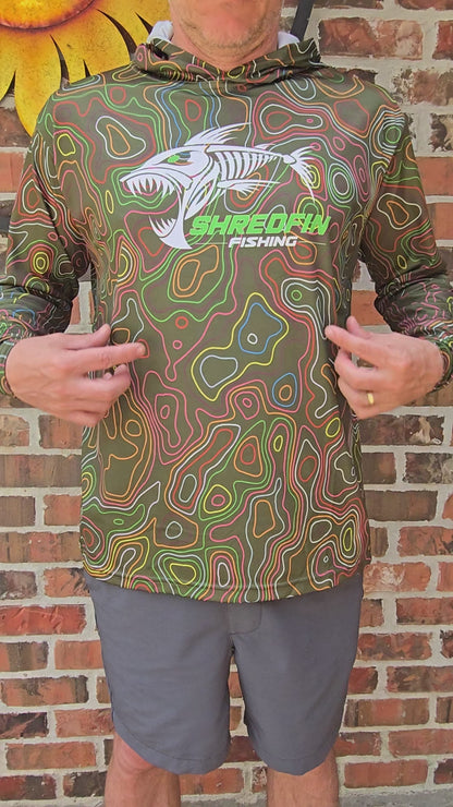 ShredFin Contourz Hooded Performance Shirt | Electric Marsh