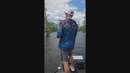 ShredFin StormSurge Hooded Performance Shirt | Electric Swirl
