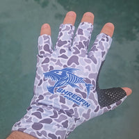 ShredFin Fingerless Fishing Gloves | Retro Camo | Overcast