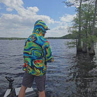 ShredFin StormSurge Hooded Performance Shirt | Sonar Swirl