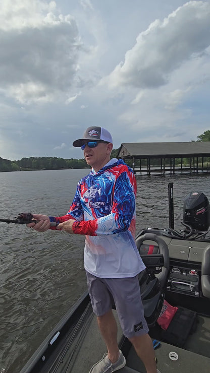 ShredFin StormSurge Hooded Performance Shirt | Freedom Swirl | USA 250th Anniversary Edition 🇺🇸
