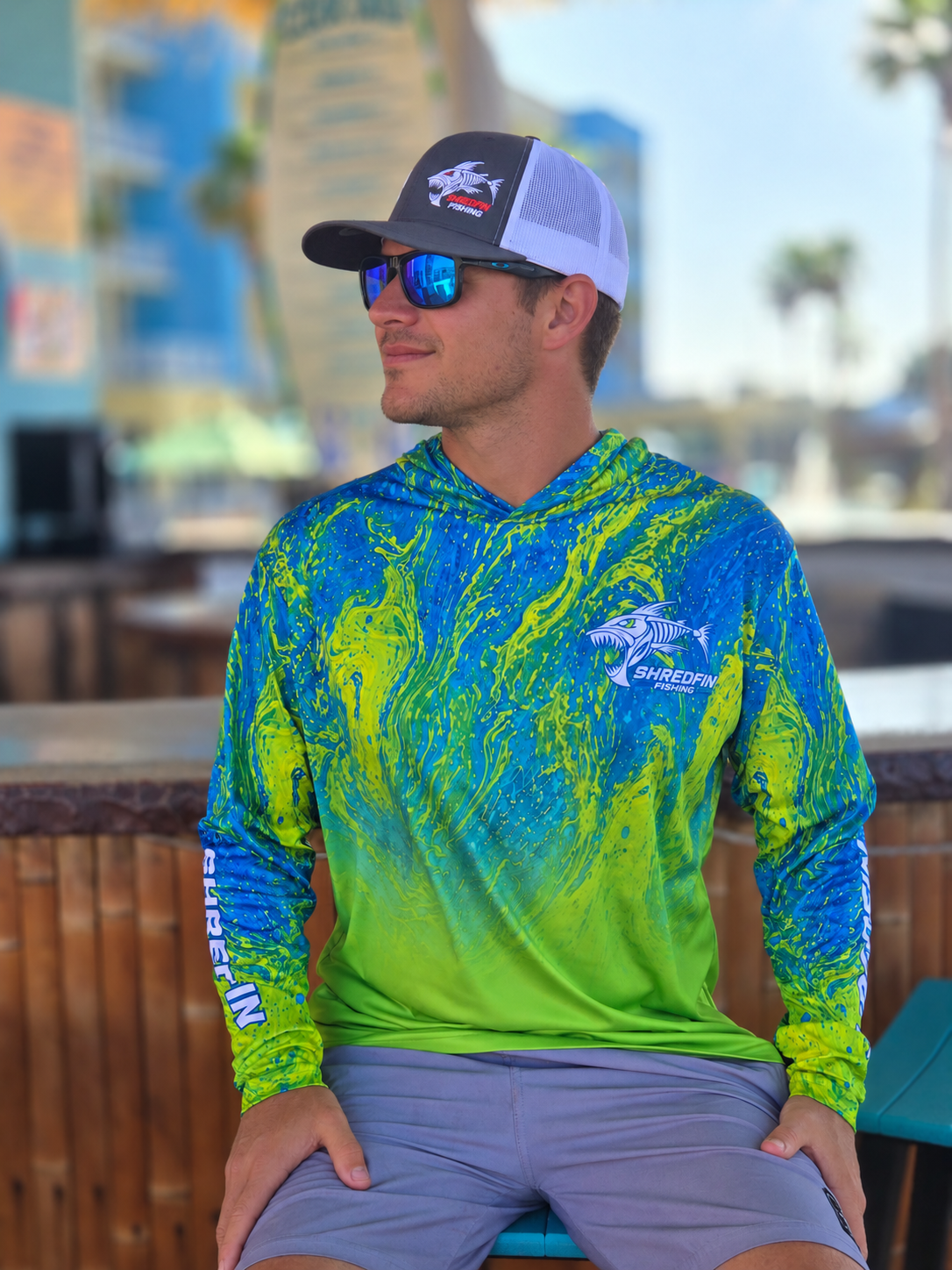 ShredFin StormSurge Hooded Performance Shirt | Mahi Swirl
