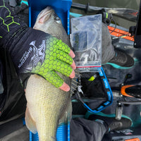 ShredFin Fingerless Fishing Gloves | HexCast Pattern | Chartreuse/Black Fade