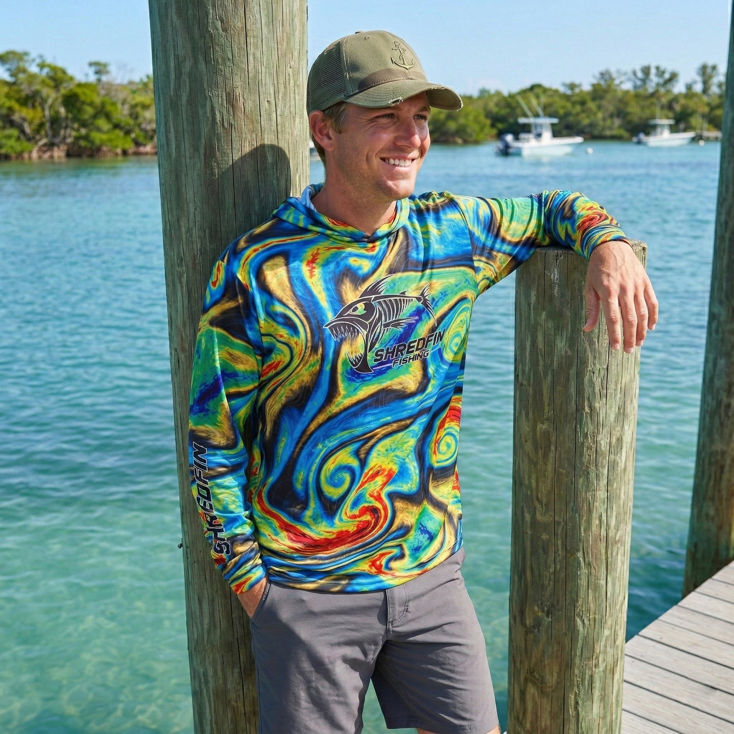 ShredFin StormSurge Hooded Performance Shirt | Sonar Swirl