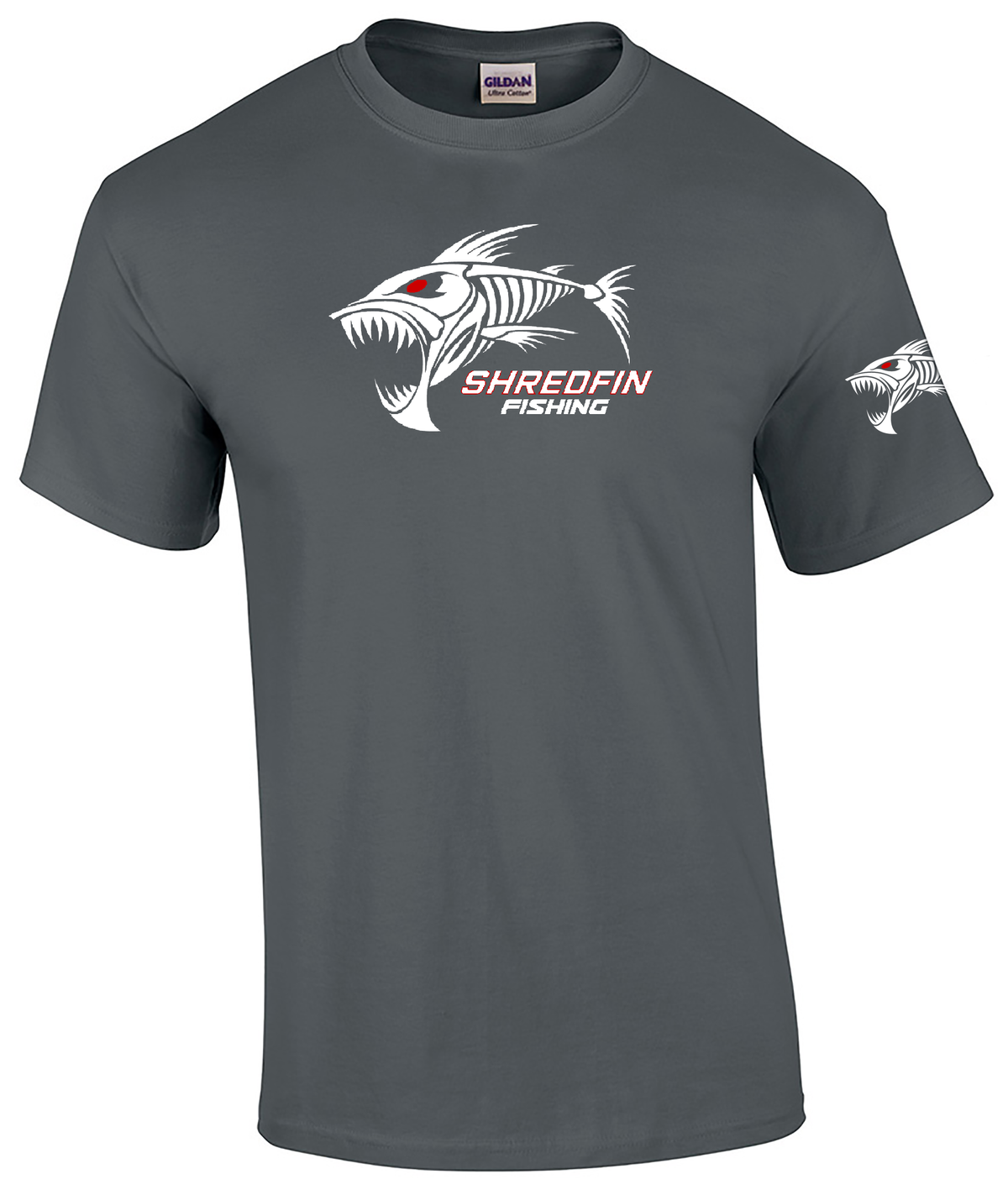 ShredFin Classic Short Sleeve T-Shirt | Gray  (White & Red Logo)