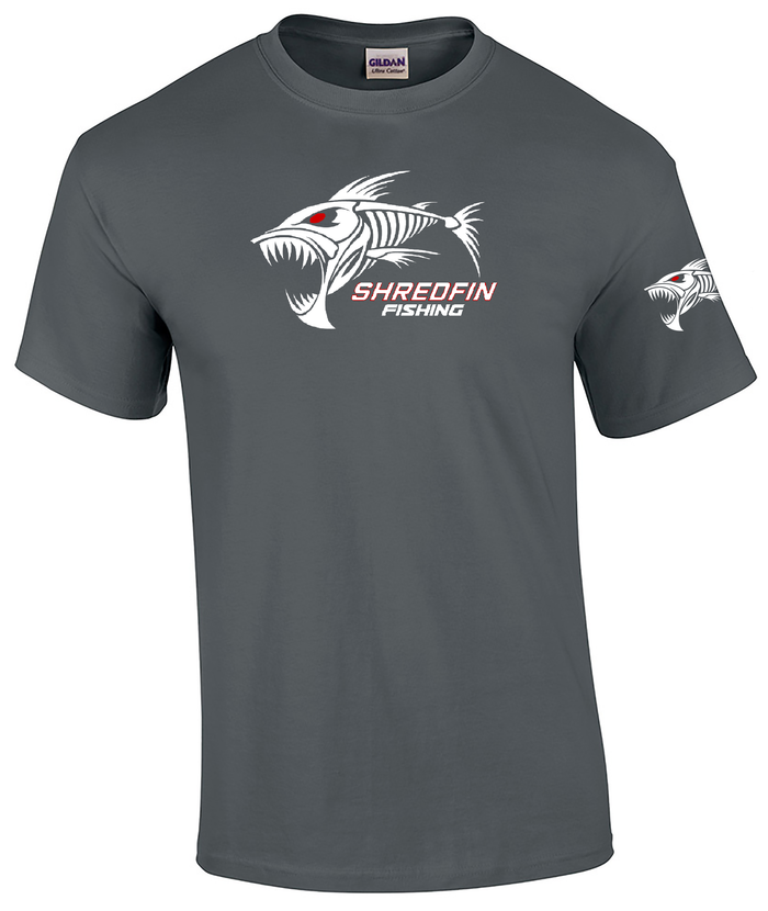 ShredFin Classic Short Sleeve T-Shirt | Gray  (White & Red Logo)