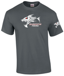 ShredFin Gray Short Sleeve T-Shirt (White & Red Logo)