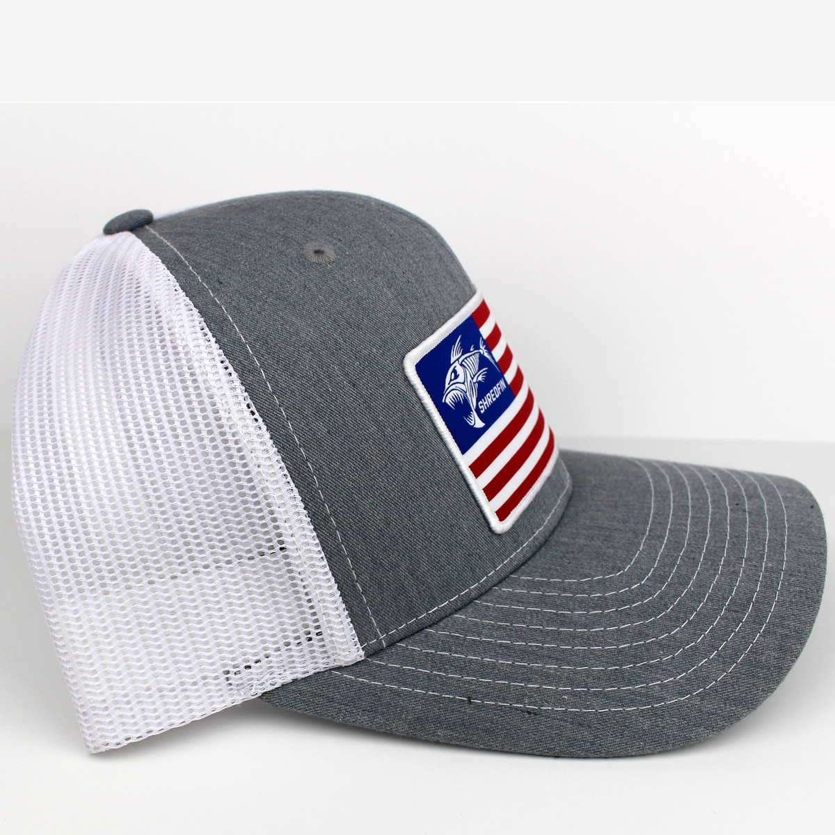 ShredFin American Flag Patch Hat | Gray