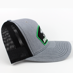 ShredFin Heather Gray & Black Patch Hat (Neon Green Border)