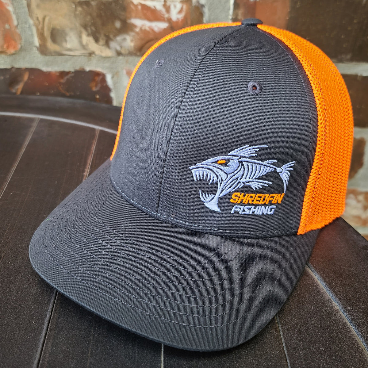 ShredFin Charcoal Gray & Neon Orange FLEXFIT Hat