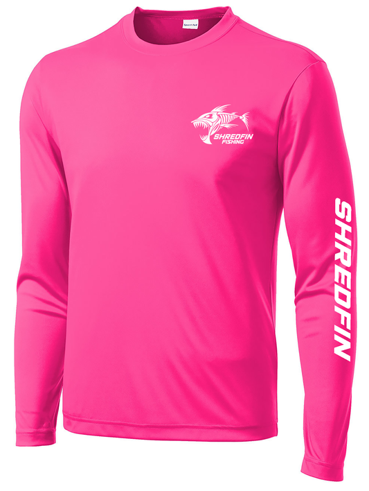 **Clearance** ShredFin UNISEX Long Sleeve Performance Shirt | Neon Pink