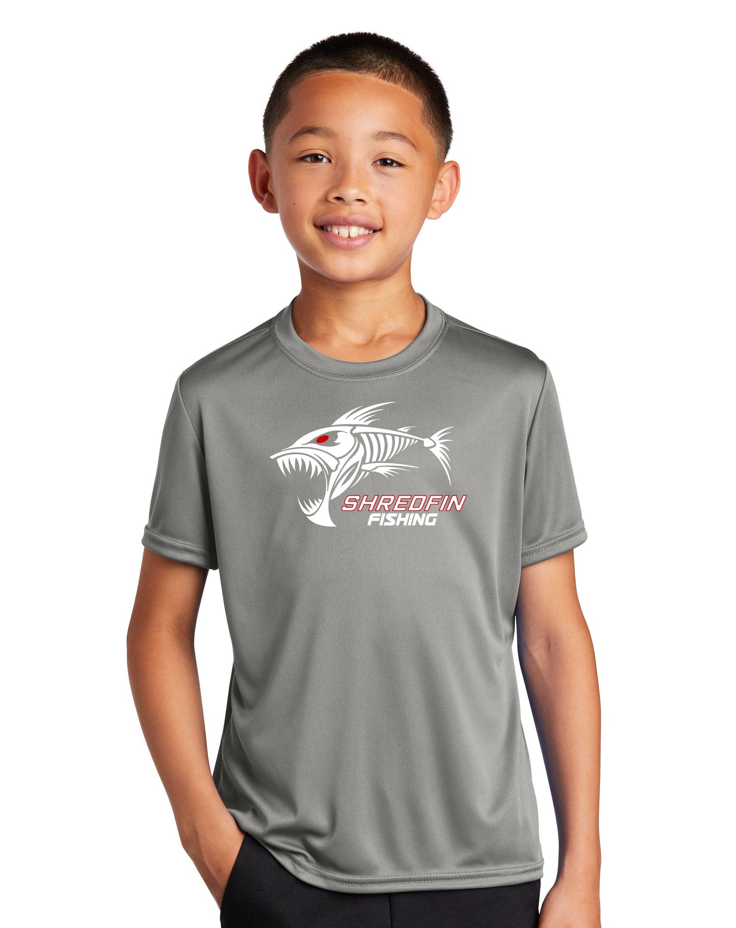 Kids ShredFin Short Sleeve Performance Shirt | Gray