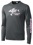 ShredFin Iron Gray Long Sleeve DriFit Shirt (White/Neon Pink Logo)