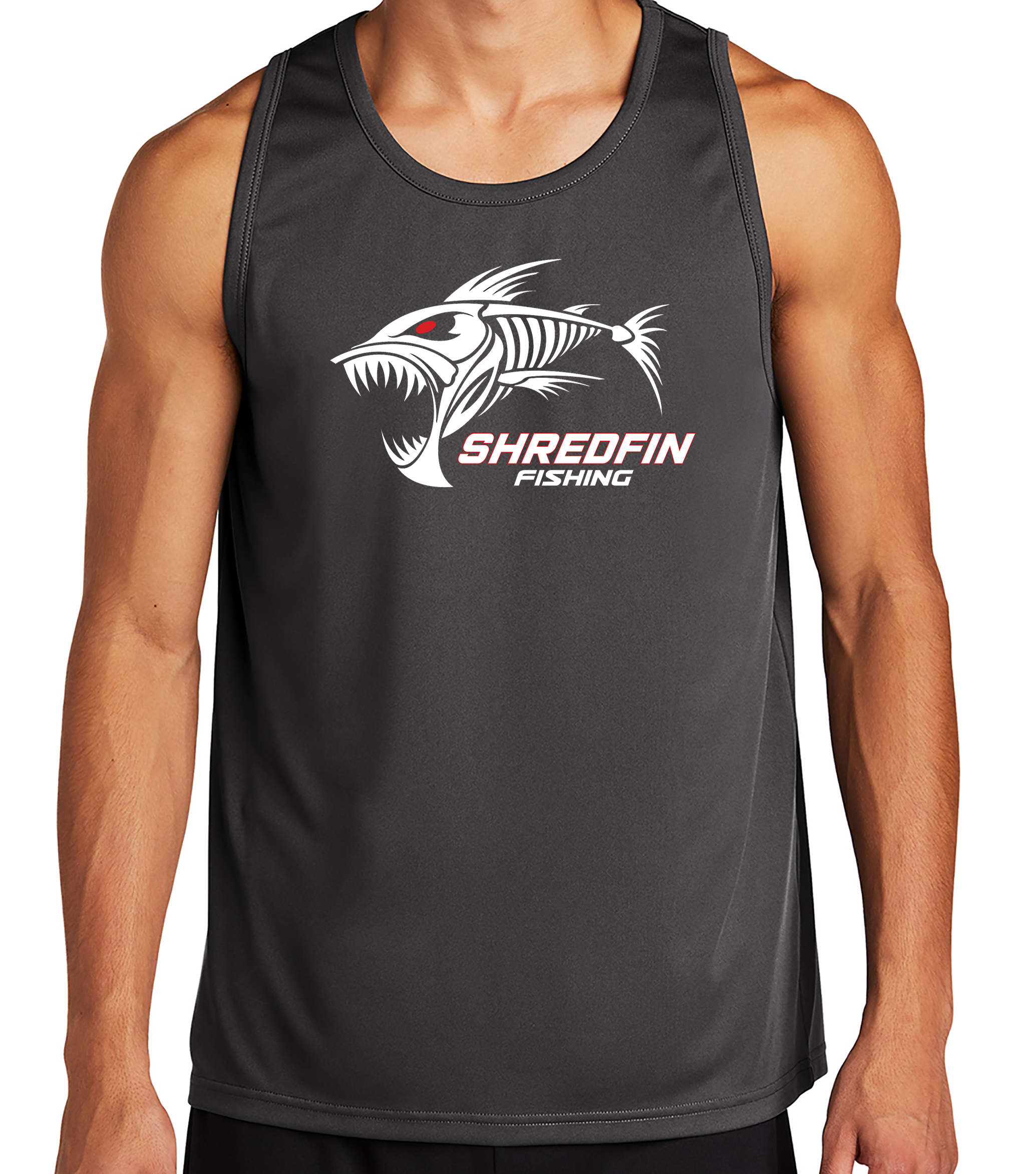 ShredFin Gray Long Sleeve T-Shirt (Logo Front & Back)